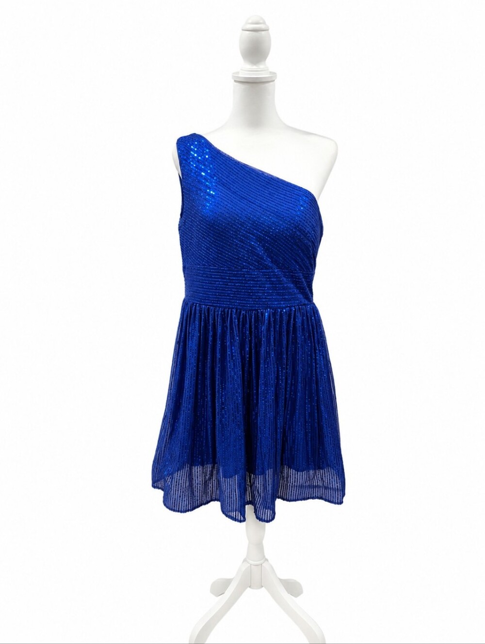 Absolutely Adorable One-Shoulder Royal Blue Short  Sequin Cocktail Dress